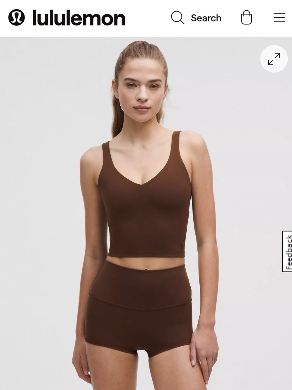 lululemon athletica Brown Seamless V-Neck Longline Brami
